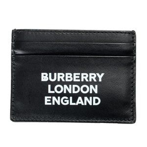 Burberry Black Leather Logo Print Credit Card Case